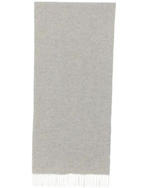 Fileria Herringbone-Patterned Fringed Scarf - Grey