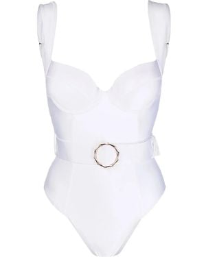 Noire Swimwear Belt-Detail Swimsuit - White