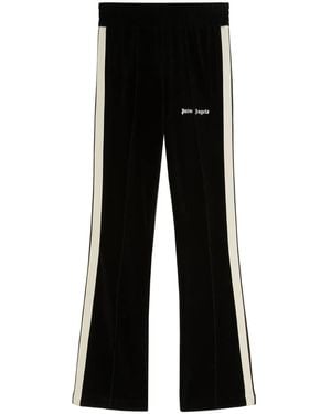 Palm Angels Stripe-Detail Velvet Track Trousers - Black