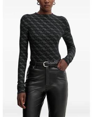Guess Patterned Long-Sleeve Bodysuit - Black