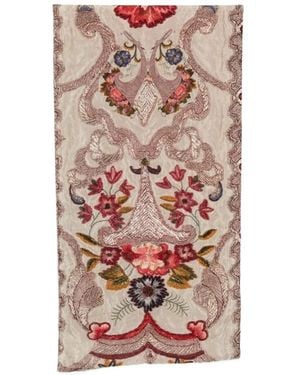 Claudio Cutuli Floral-Motif Velvet Scarf - Pink