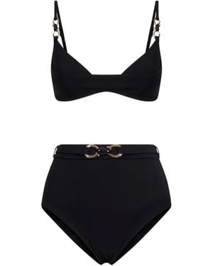Zimmermann Mahogany Belted Ring-Detail Bikini - Black