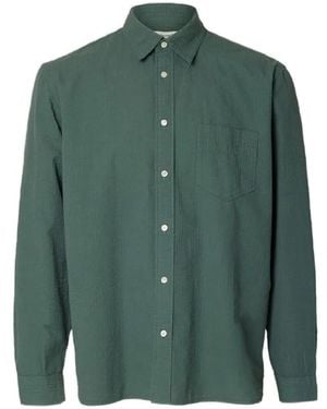 SELECTED Seersucker Long-Sleeved Shirt - Green