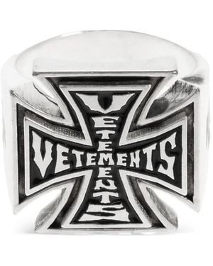 Vetements Anillo De Sello Con Cruz - Blanco