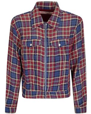Stockholm Surfboard Club Zipped Checked Shirt Jacket - Blue
