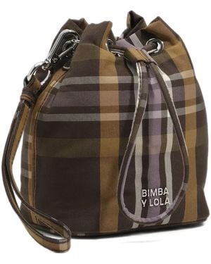 Bimba Y Lola Hunter Tartan Jacquard Bucket Bag - Brown