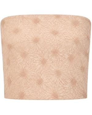 Max Mara Floral-Lace Strapless Bustier Top - Natural
