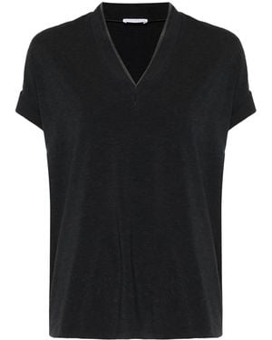Brunello Cucinelli V-Neck Cotton T-Shirt - Black