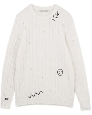 Joshua Sanders Distressed Cable-Knit Jumper - White