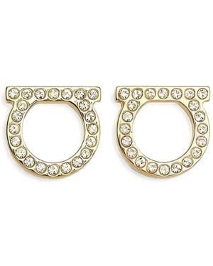 Ferragamo Gancini Crystal-Embellished Earrings - Metallic