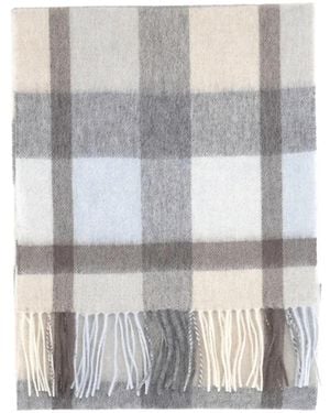 Purotatto Check-Pattern Fringed Scarf - White