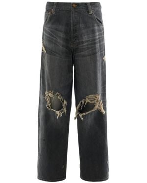 KAMIYA Jeans A Gamba Ampia Con Effetto Vissuto - Grigio