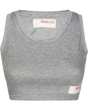 Fiorucci Logo-Appliqué Cropped Tank Top - Grey