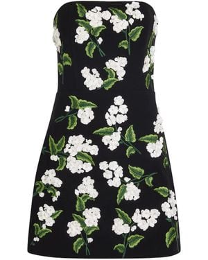 Alice + Olivia Velia Floral Strapless Mini Dress - Black