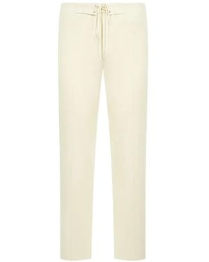 AURALEE Drawstring-Detail Wool Trousers - White