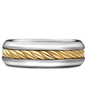 David Yurman 18Kt Cable Inset Gelbgold- Und Sterlingsilberring 8Mm - Mettallic