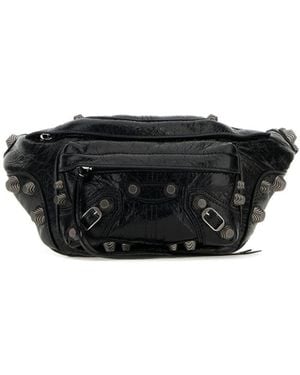 Balenciaga Black Le Cagole Studded Belt Bag - Unisex - Lambskin