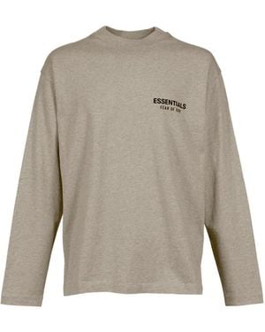 Essentials Logo-Print Long-Sleeve T-Shirt - Gray
