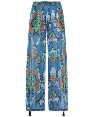 Etro Floral-Print Trousers - Blue