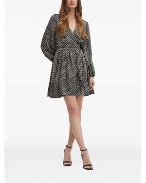 Marciano Tied-Waist Patterned Mini Dress - Black