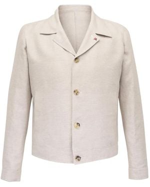 Isaia Button-Up Shirtjack Met Speld Detail - Wit