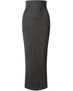 Alberta Ferretti Wool Midi Skirt - Gray