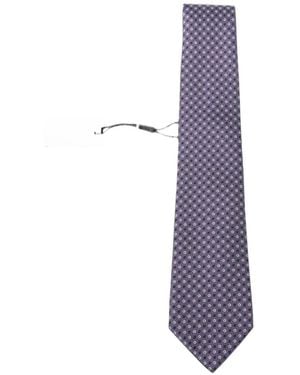 Canali Geometric-Pattern Silk Tie - White