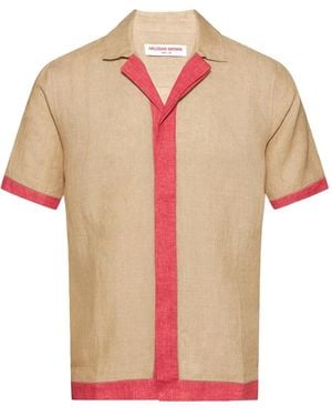 Orlebar Brown Maitan Leinenhemd mit Kontrastdetails - Pink