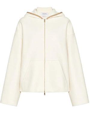 Max Mara Mxmpetali Contrast-Trim Zip-Up Hoodie - White