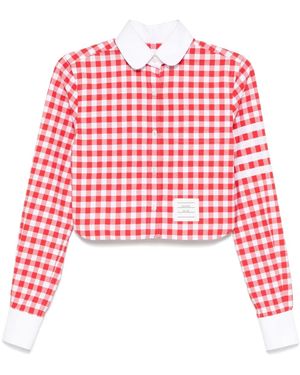 Thom Browne 4 Bar Stripes Gingham Check Shirt - Red