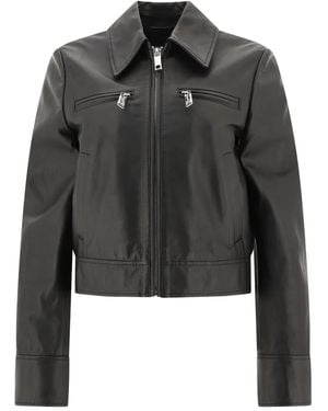 Max Mara Zip-Up Leather Jacket - Black