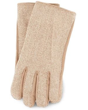 Jacob Cohen Herringbone-Pattern Paneled Gloves - Natural