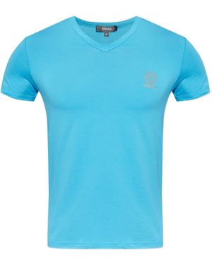 Versace T-Shirt mit V-Ausschnitt - Blau