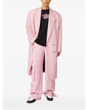 Gcds Double-Breasted Tweed Coat - Pink