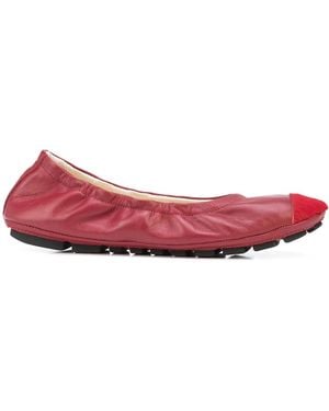 Madison Maison Contrast-Toe Wrinkled Ballet Flats - Pink