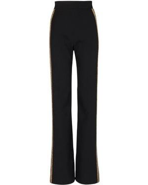 Balmain Embroidered Wide Leg Trousers - Black