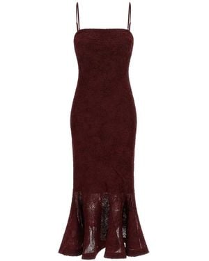 ROTATE BIRGER CHRISTENSEN Floral-Appliqué Midi Dress - Purple