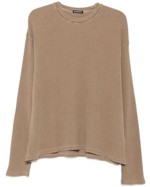 Ann Demeulemeester Graphic-Print Waffle-Knit Jumper - Natural