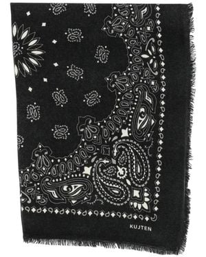 Kujten Écharpe Frangée À Motif Cachemire - Noir