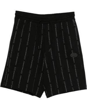 EA7 Logo-Print Shorts - Black