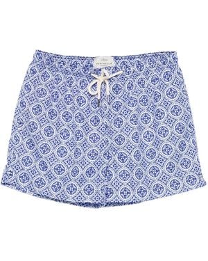 Peninsula Patterned Drawstring Swim Shorts - Blue