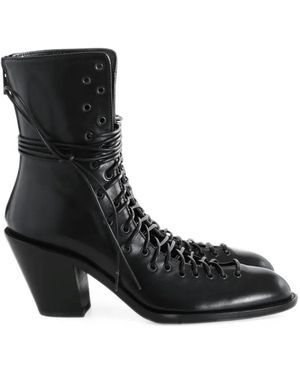 Ann Demeulemeester Noelia Lace-Up Leather Ankle Boots - Black