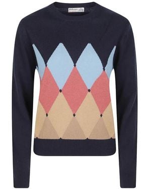 Ballantyne Argyle-Intarsia Cashmere Sweater - Blue