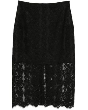 Imperial Lace Midi Skirt - Black
