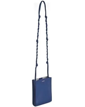 Jil Sander Sac À Bandoulière Cannolo Embossé À Bride Réglable Petit Format - Bleu