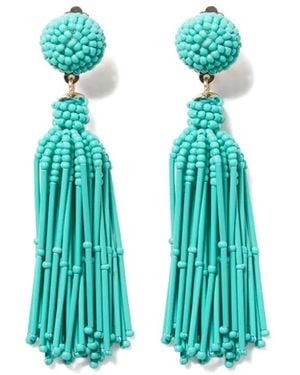 Carolina Herrera Beaded Tassel Earrings - Blue