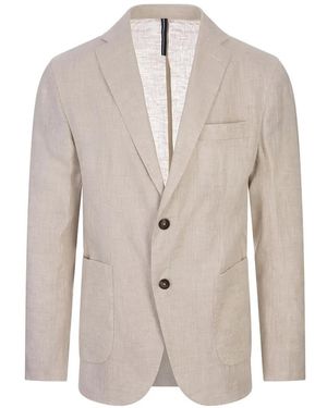 RUSSO CAPRI Button Single-Breasted Linen Blazer - White