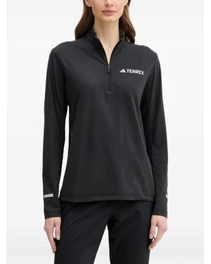 adidas Half-Zip Long-Sleeve T-Shirt - Black