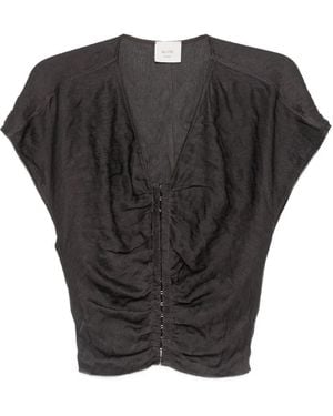 Alysi Blouse Froncée À Col V - Black