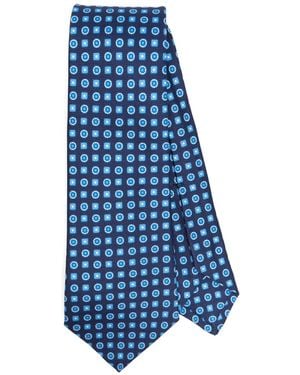 Kiton Cravatta Con Stampa Geometrica - Blu